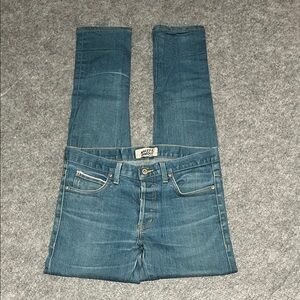 Naked & Famous Super Guy Denim Slim Straight Jeans in Medium Blue Selvedge